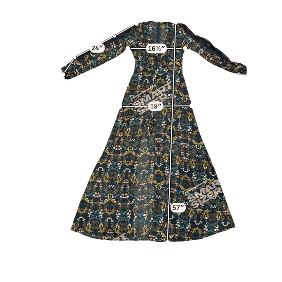 Fairy Whimsigoth S Sheer Black Floral Maxi Romper Dress Lace Ethereal Festival - Picture 9 of 11